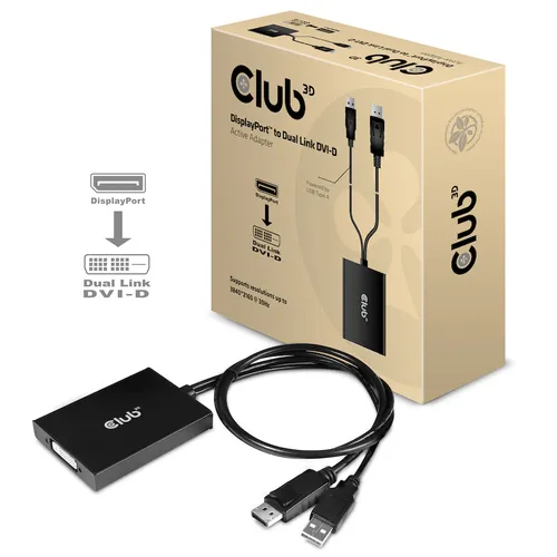 Club3d Displayport To Dual Link Dvi-I Active Adapter Max Res 4k30hz CAC-1010 - immagine 1