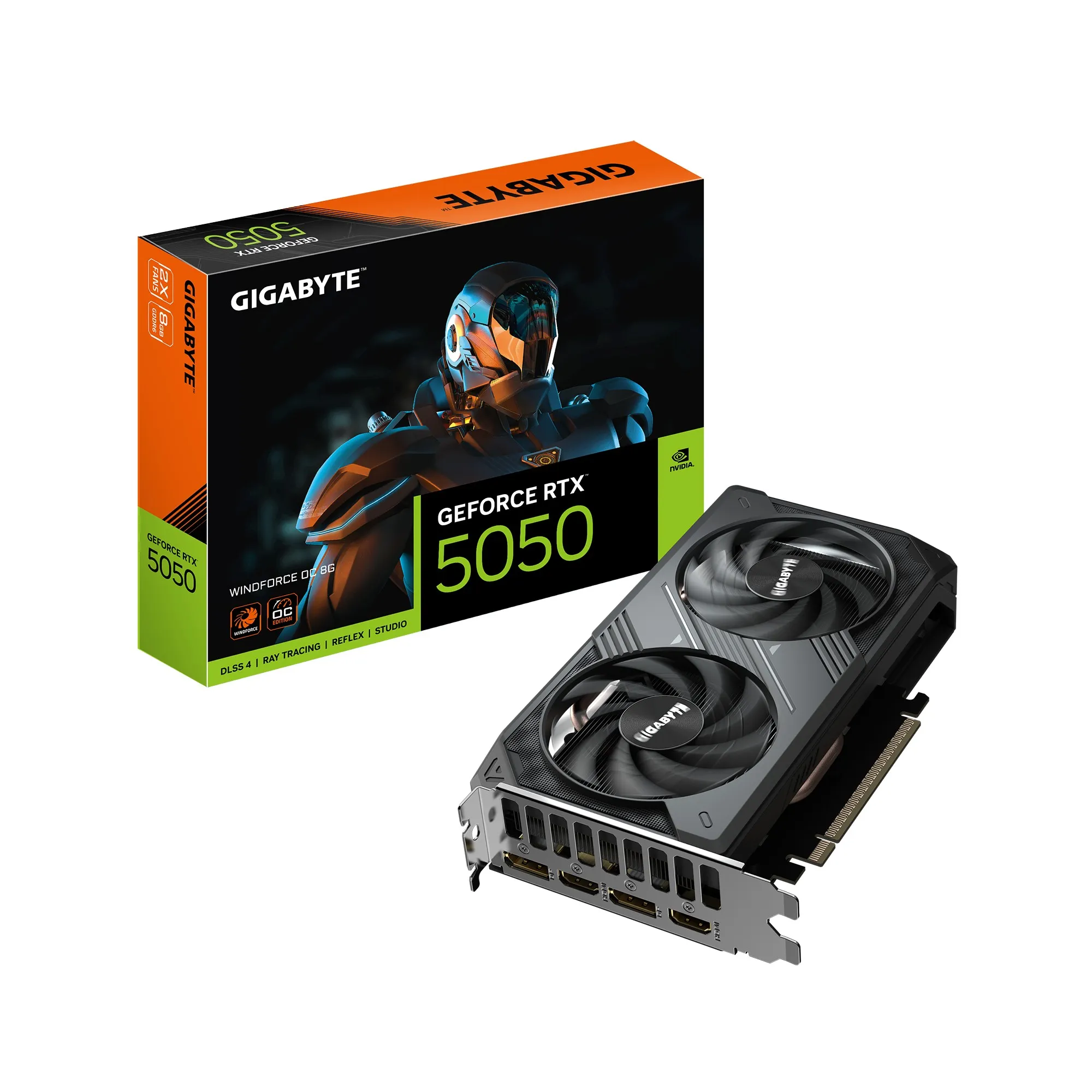 GIGABYTE GeForce RTX 5050 WINDFORCE OC 8G Scheda Grafica - 8GB GDDR6 128bit PCI-E 5.0 2587MHz Frequenza core 2 x DP 2 x HDMI NVIDIA DLSS 4 GV-N5050WF2OC-8GD - immagine 1