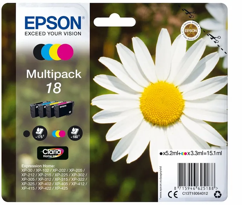 Epson Cartucce Multipack 18 4 colori (NCMG) C13t18064020 - immagine 1