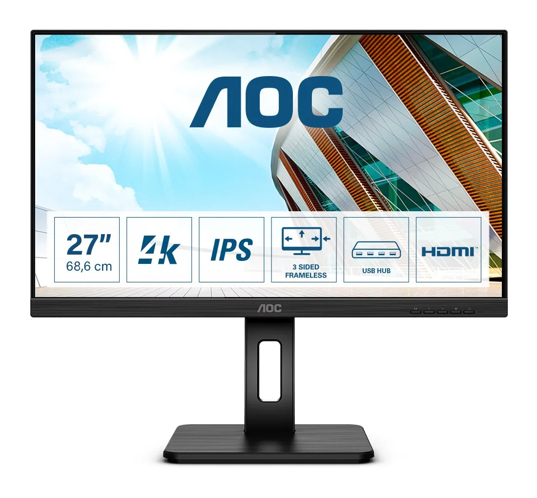 Aoc Monitor 27 Led Ips 4K Uhd 16:9 350 Cdm Dp/Hdmi Pivot Multimediale - immagine 1
