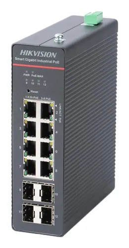Hikvision Switch Industriale Smart Managed Gigabit Hi-Poe 8 Ports DS-3t1512hp-SI-8p4f - immagine 1