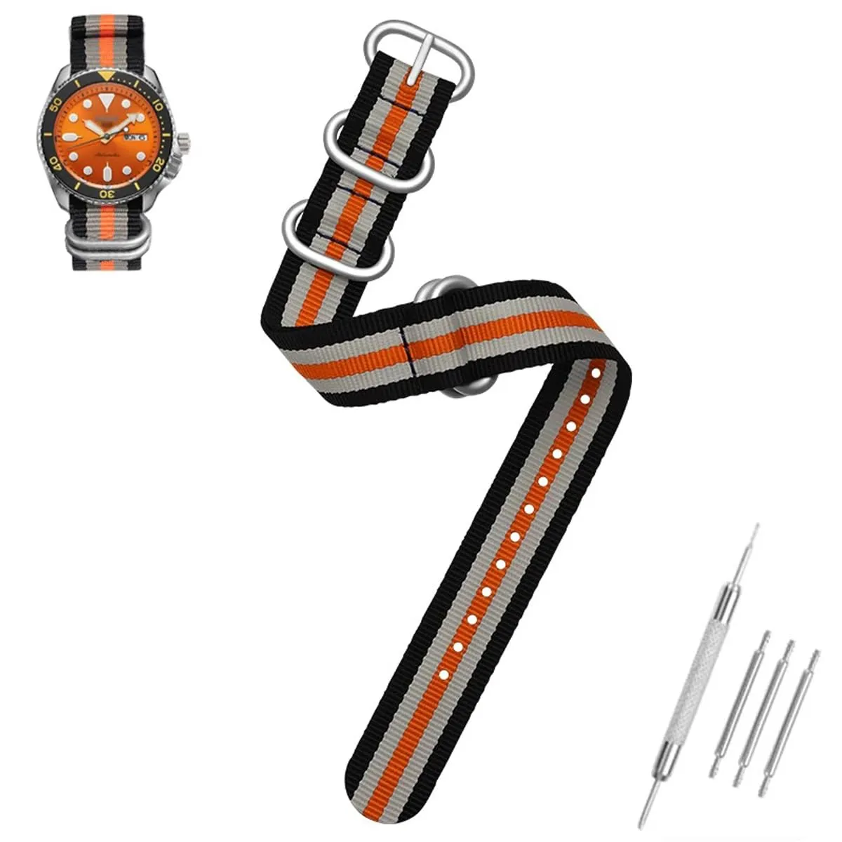 AIYIRUO Cinturini per Orologio NATO Nylon G10 Premium Ballistic Multicolor Sostituzione Cinturini per Orologio con Fibbia in Acciaio Inossidabile Argento per gli Uomini 18mm 20mm 22mm 24mm - immagine 2