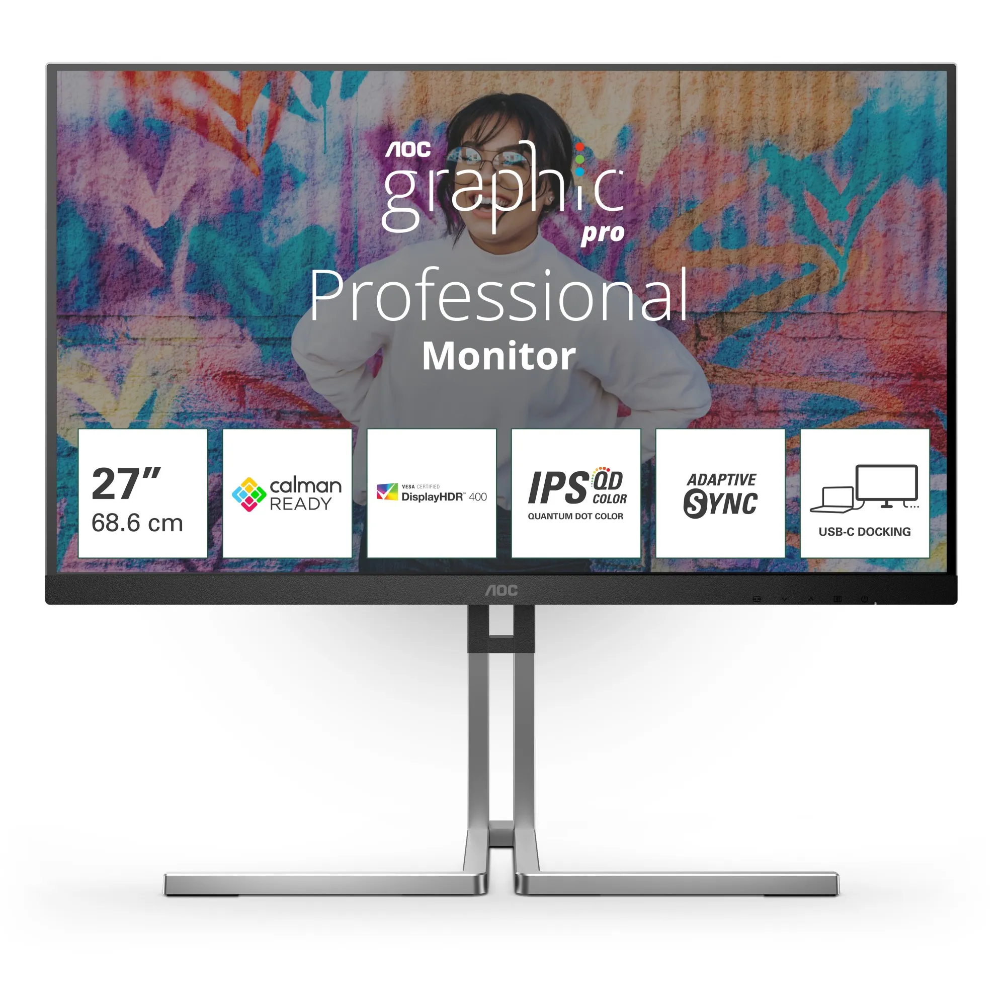 Mon 27Ips Qhd Hdmi Dp Usbc Usb Mm Aoc Q27U3Cv Reg Altezza Pivot - immagine 1