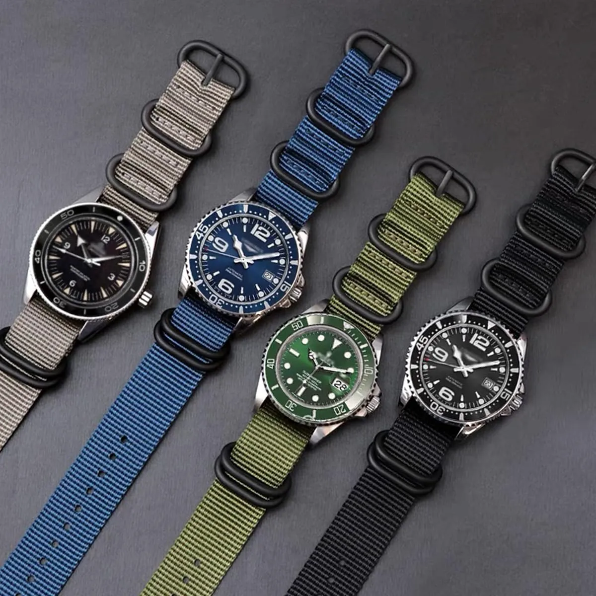 AIYIRUO Cinturini per Orologio NATO Nylon G10 Premium Ballistic Multicolor Sostituzione Cinturini per Orologio con Fibbia in Acciaio Inossidabile Argento per gli Uomini 18mm 20mm 22mm 24mm - immagine 5