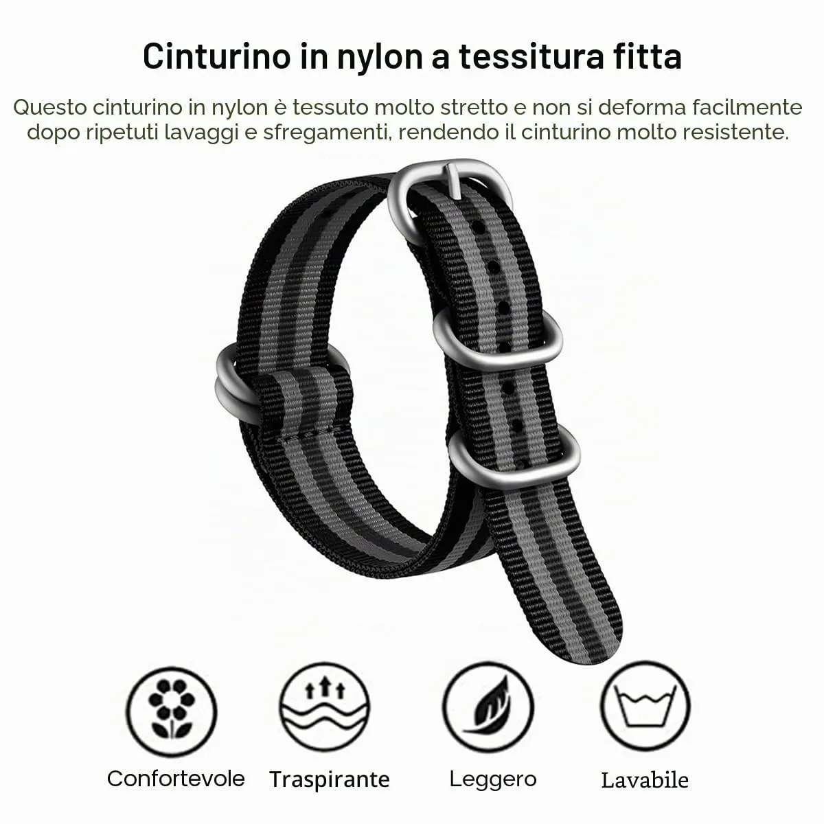 AIYIRUO Cinturini per Orologio NATO Nylon G10 Premium Ballistic Multicolor Sostituzione Cinturini per Orologio con Fibbia in Acciaio Inossidabile Argento per gli Uomini 18mm 20mm 22mm 24mm - immagine 3