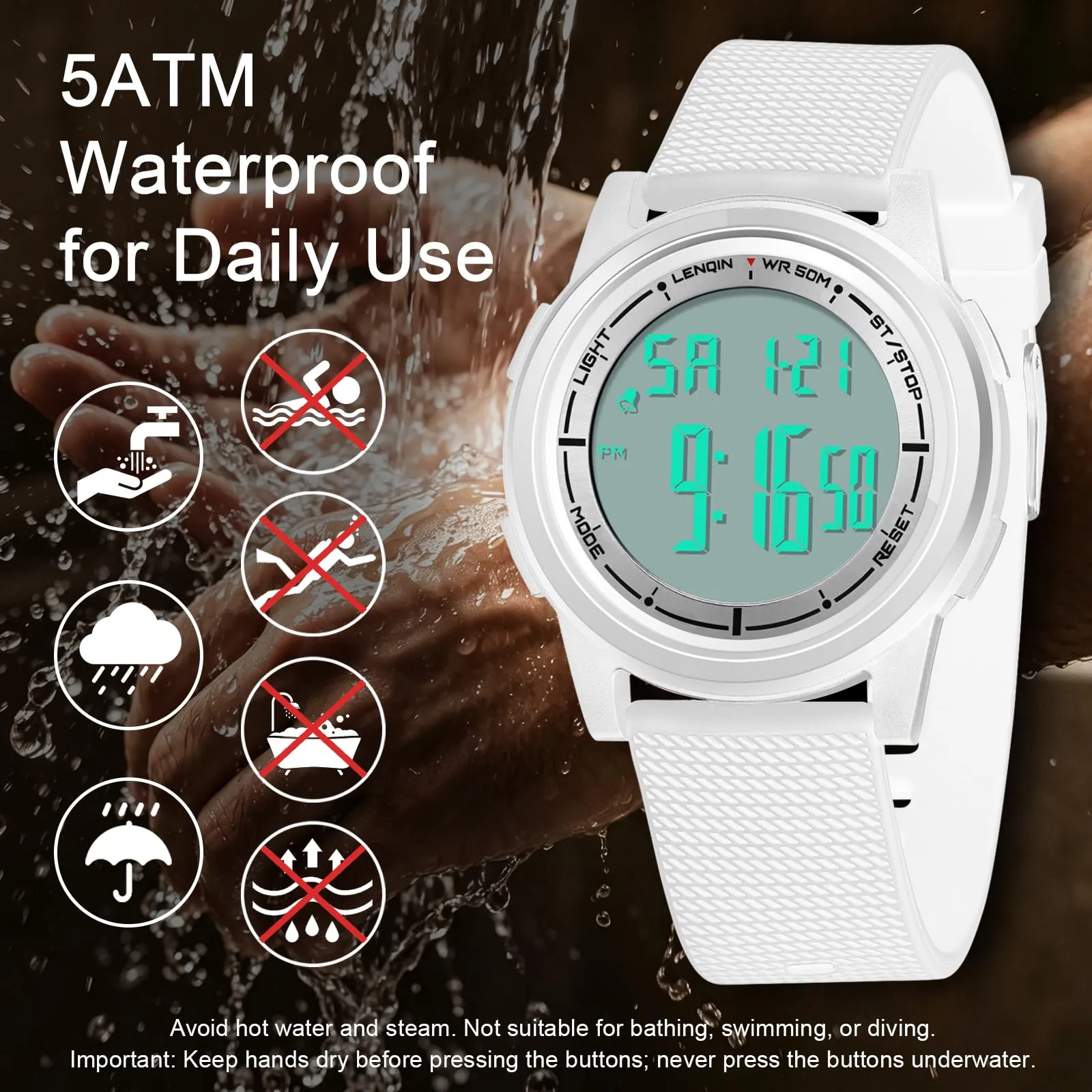 HANPOSH Orologio Digitale Uomo Sottile Impermeabile LED - immagine 3