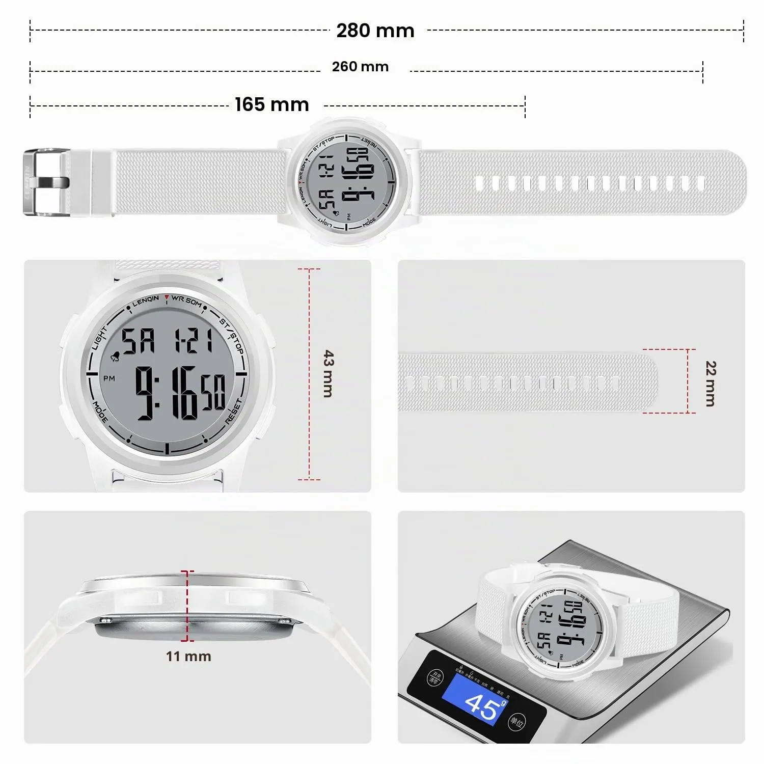 HANPOSH Orologio Digitale Uomo Sottile Impermeabile LED - immagine 6