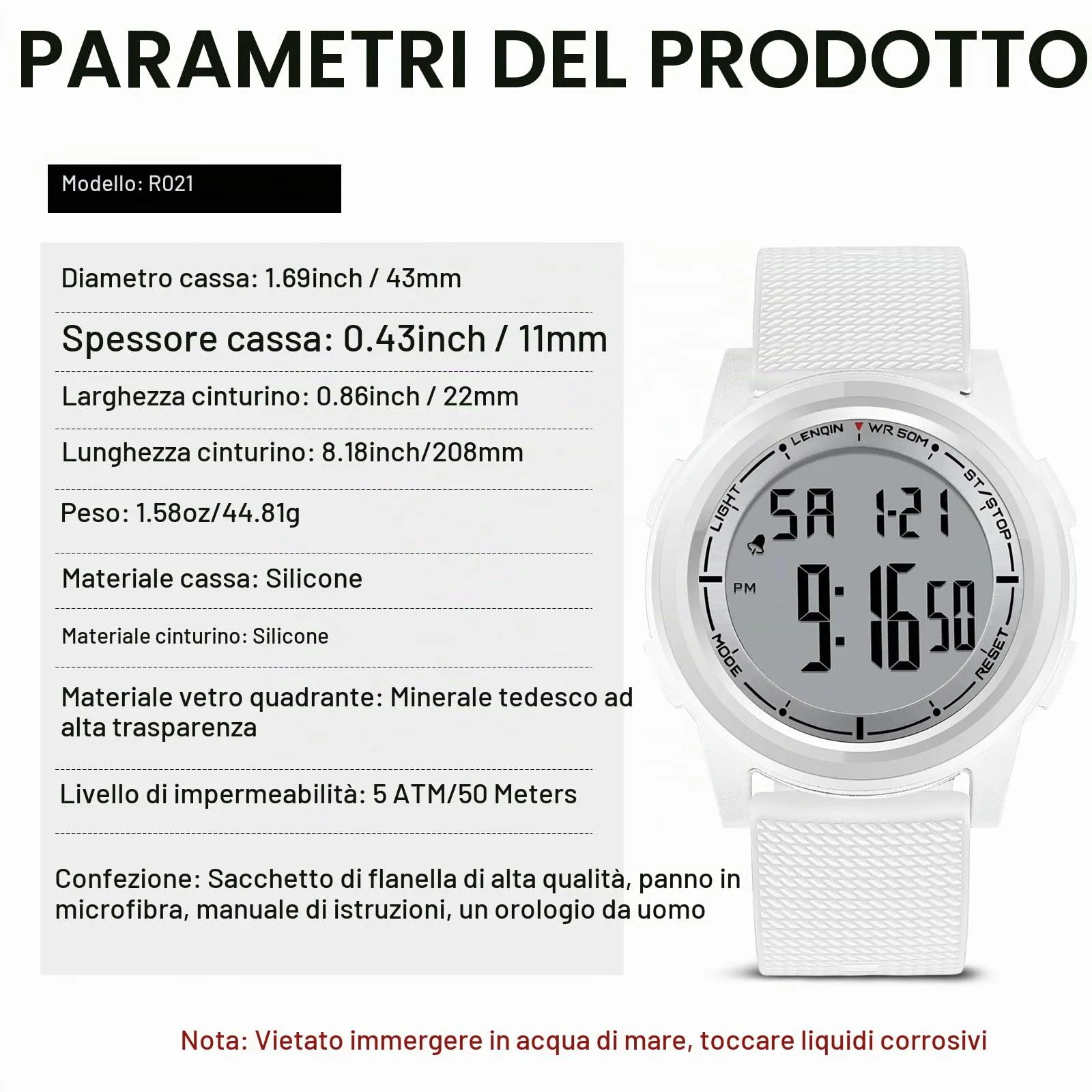 HANPOSH Orologio Digitale Uomo Sottile Impermeabile LED - immagine 7