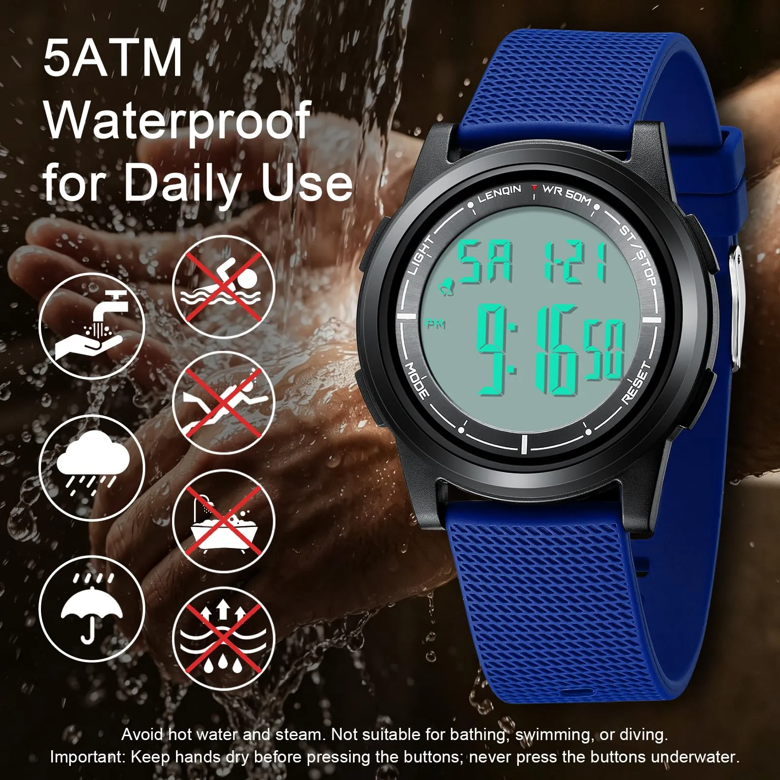 HANPOSH Orologio Digitale Uomo Sottile Impermeabile LED - immagine 3