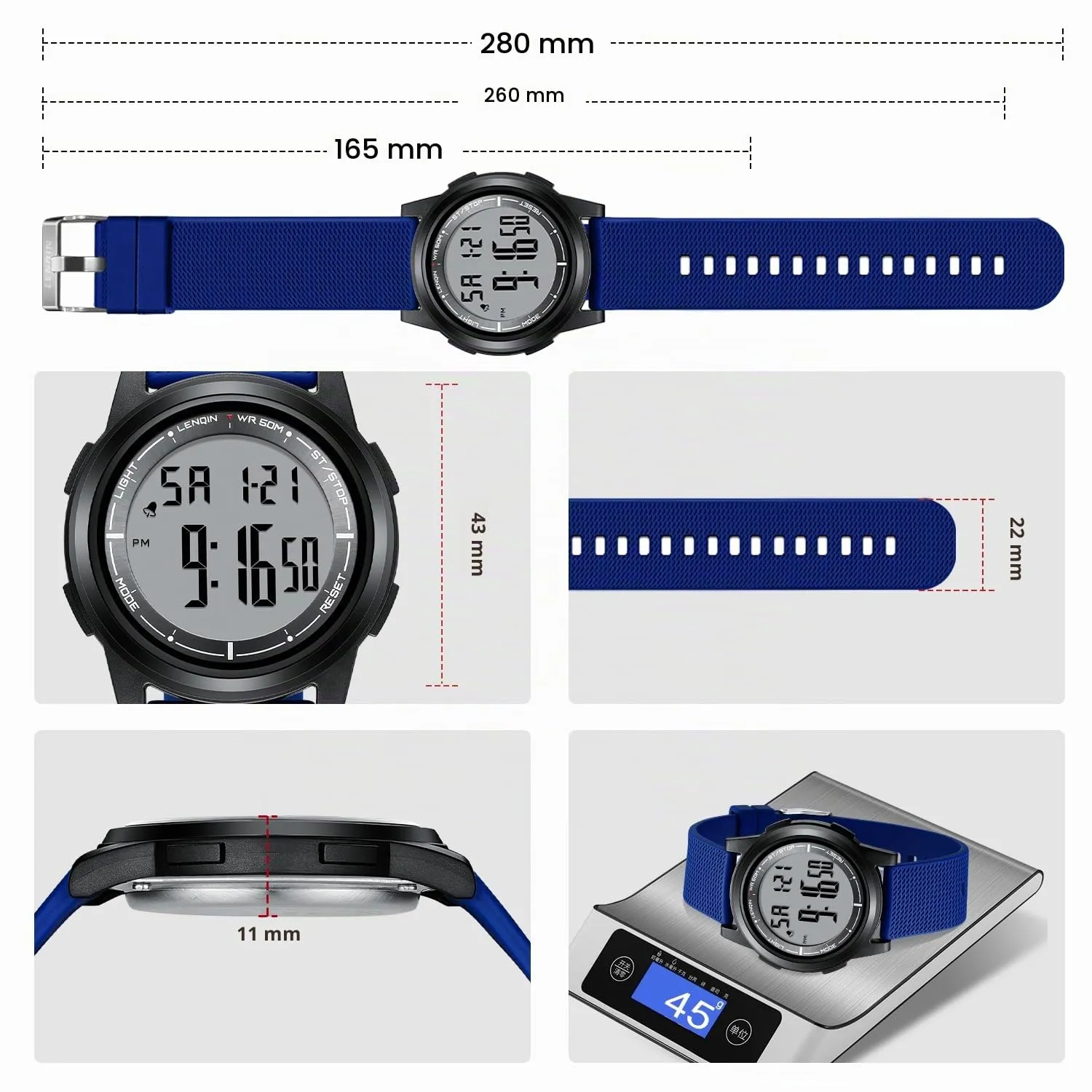 HANPOSH Orologio Digitale Uomo Sottile Impermeabile LED - immagine 6