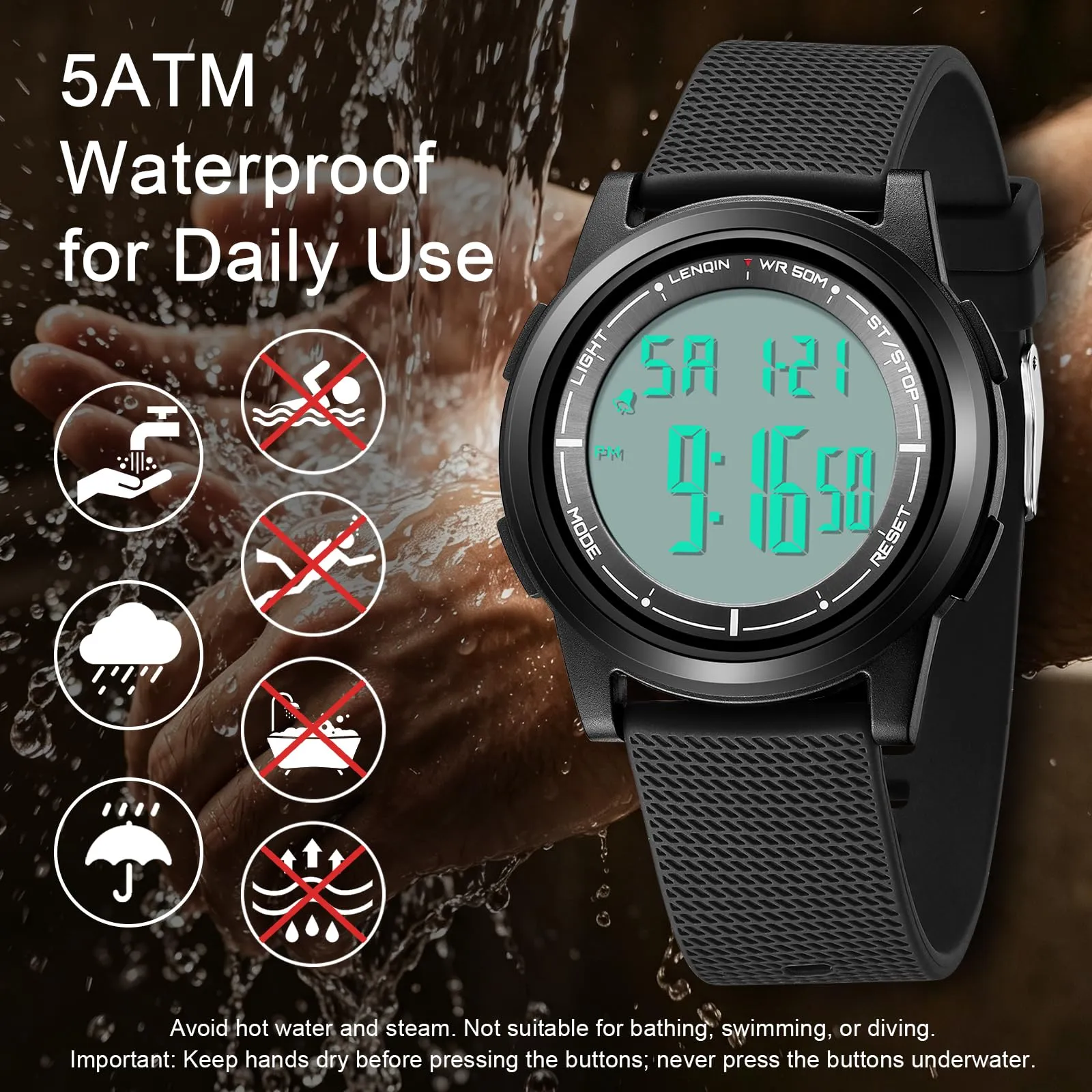 HANPOSH Orologio Digitale Uomo Sottile Impermeabile LED - immagine 3