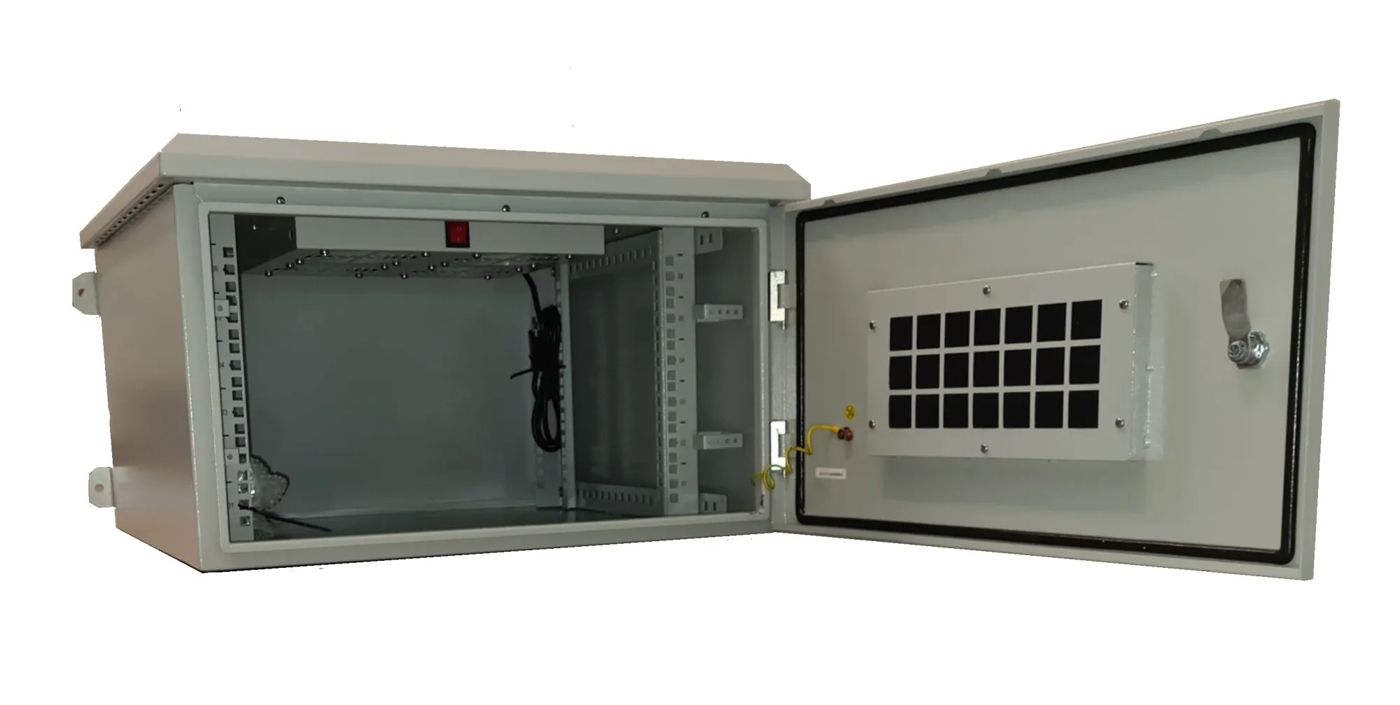 Armadio Rack 19 Pollici 9U Per Reti Da Esterno Classe Protezione Ip55 Misure Mm (L)600X(P)600X(A)467 Grigio Chiaro Con Ventole Filtrate - immagine 1