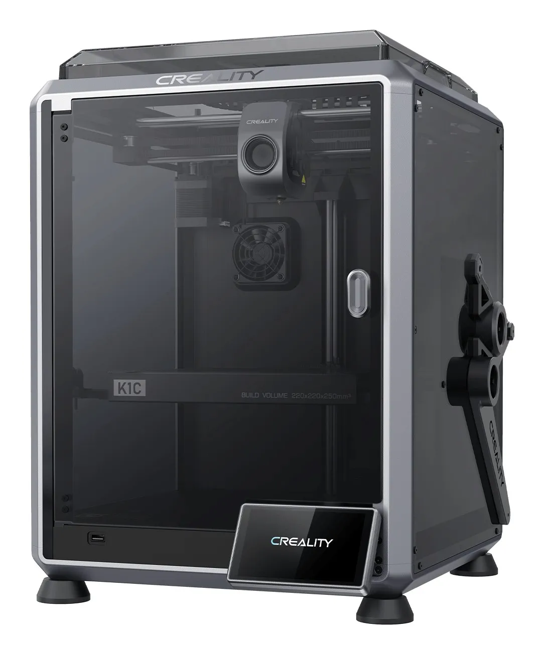 Stampante 3D Creality K1C a camera chiusa - Dimensioni 22x22x25 cm - Corpo in lega di alluminio e vetro - Interfaccia utente intelligente - Velocità fino a 600 mm/s - immagine 1