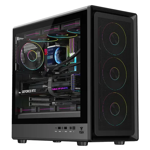 Itek Case Meshcore 36B Gaming Tower Atx 4x14cm Argb Fan 2xusb3 Type-C Temp Glass Side Panel Itgcamc36b - immagine 1