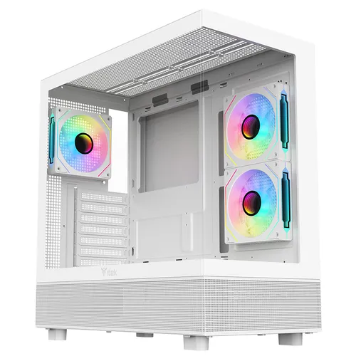 Itek Case Showbui 42W, Gaming Tower, Atx, 3x12cm Argb Fan, 2xusb3, Type-C, Side Front Panel Temp Itgcasb42w - immagine 1