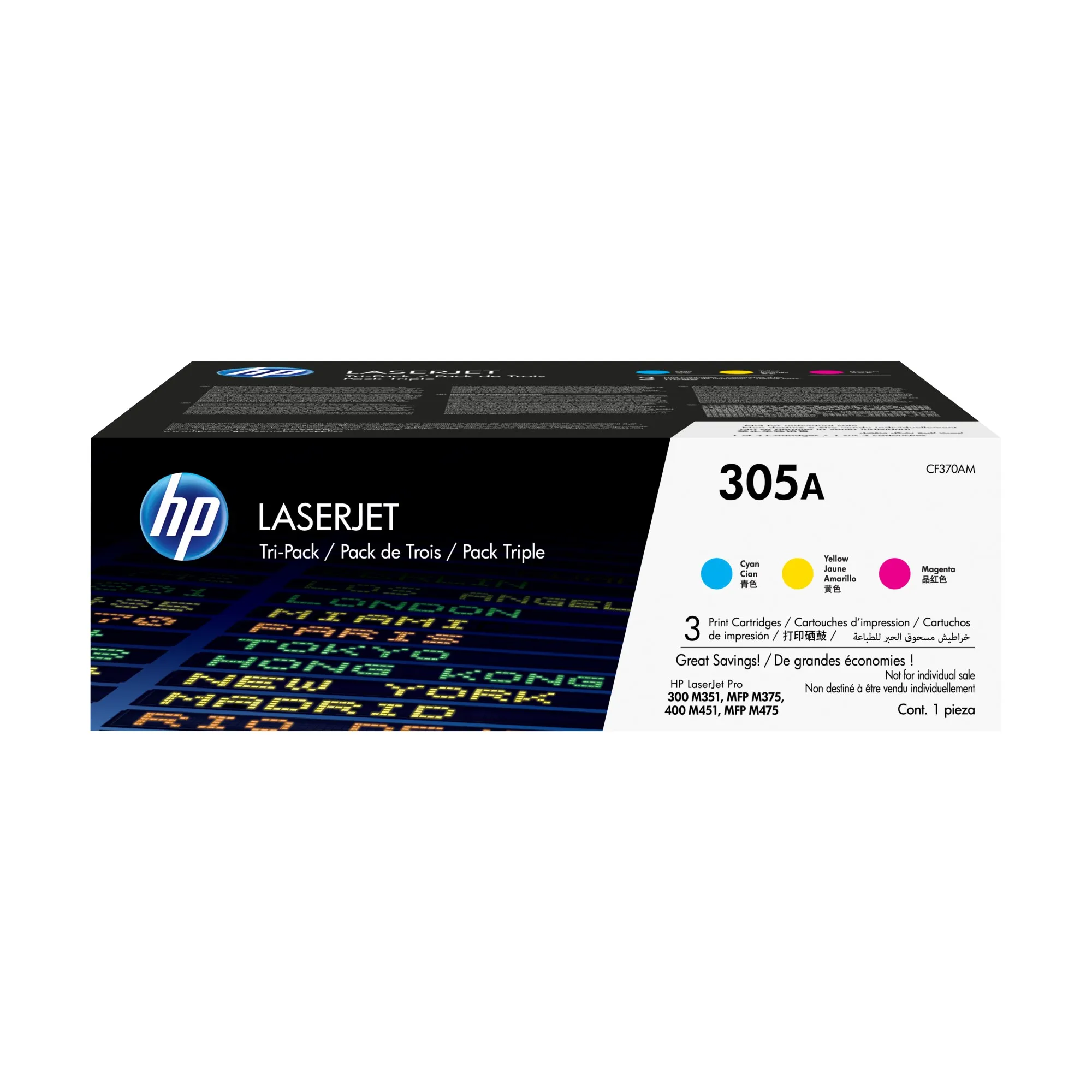 ORIGINALE HP Multipack ciano / magenta / giallo CF370AM 305A CE411A + CE412A + CE413A - immagine 1