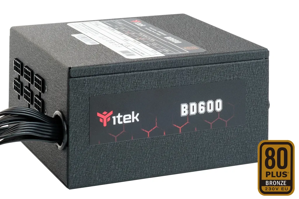 Itek Alimentatore Bd600 - 600w, 80plus Bronze, Pfc Attivo, Ventola Hdb 12cm, Dc To Dc, Semi Modulare Itpsebd600 - immagine 1