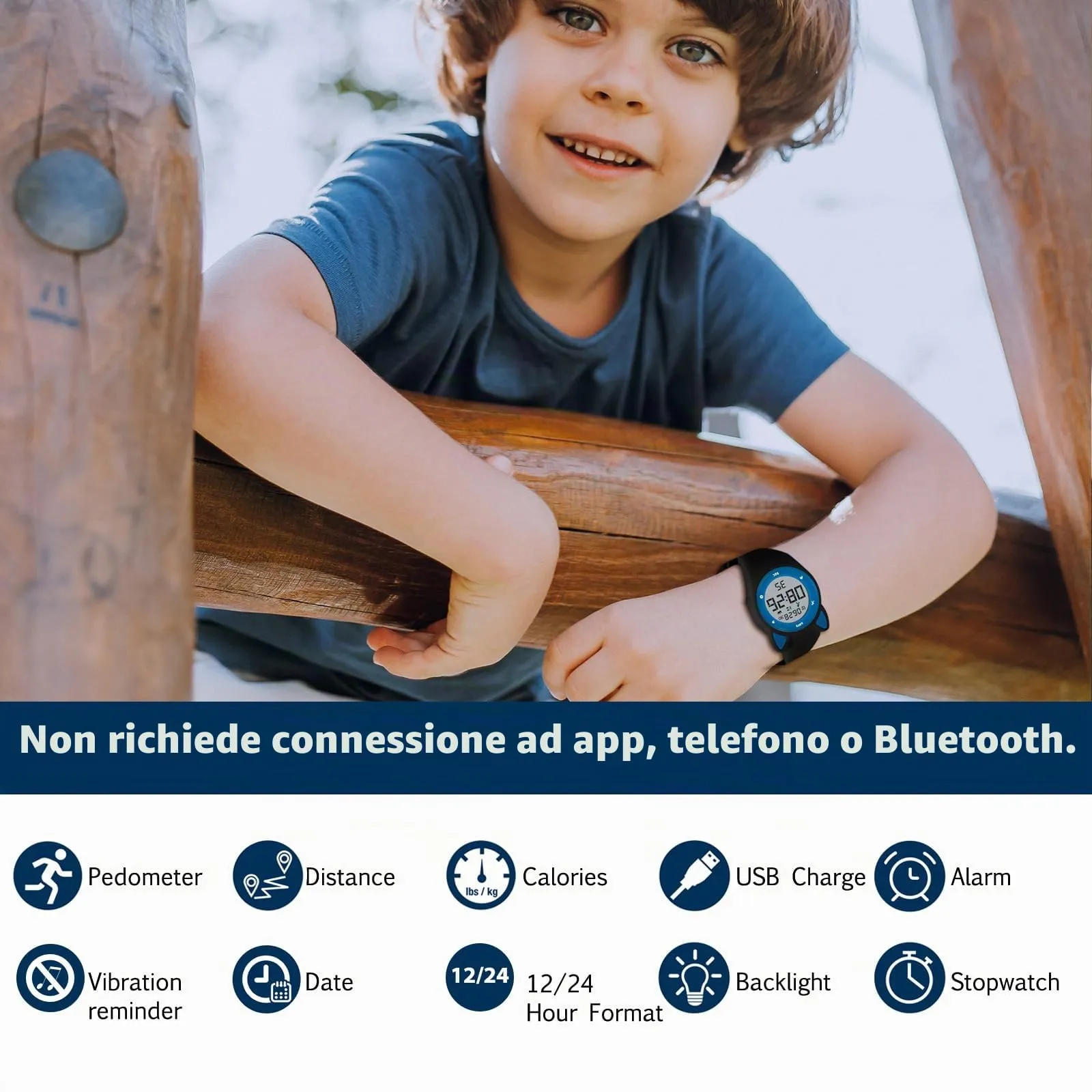 aswan watch Orologio Digitale Bambina Bambino con Contapassi,Calorie e Distanza senza App,Sveglia, Cronometro, Data, Luce-Orologio da polso Ragazza Ragazzo con Cinturino in Silicone - immagine 2