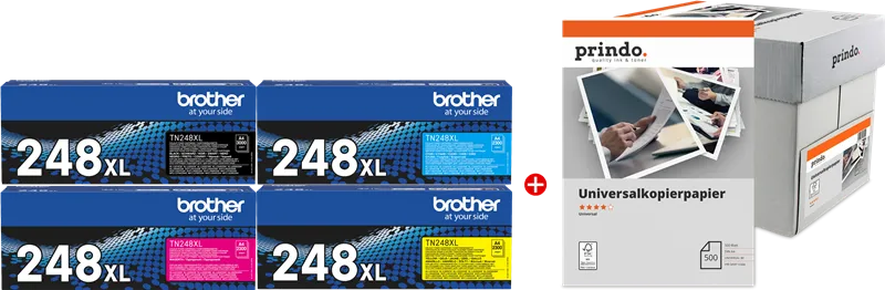 Brother TN-248XL MCVP nero / ciano / magenta / giallo / Bianco Value Pack (+ Prindo Universal Papier 2500 Blatt) - immagine 1