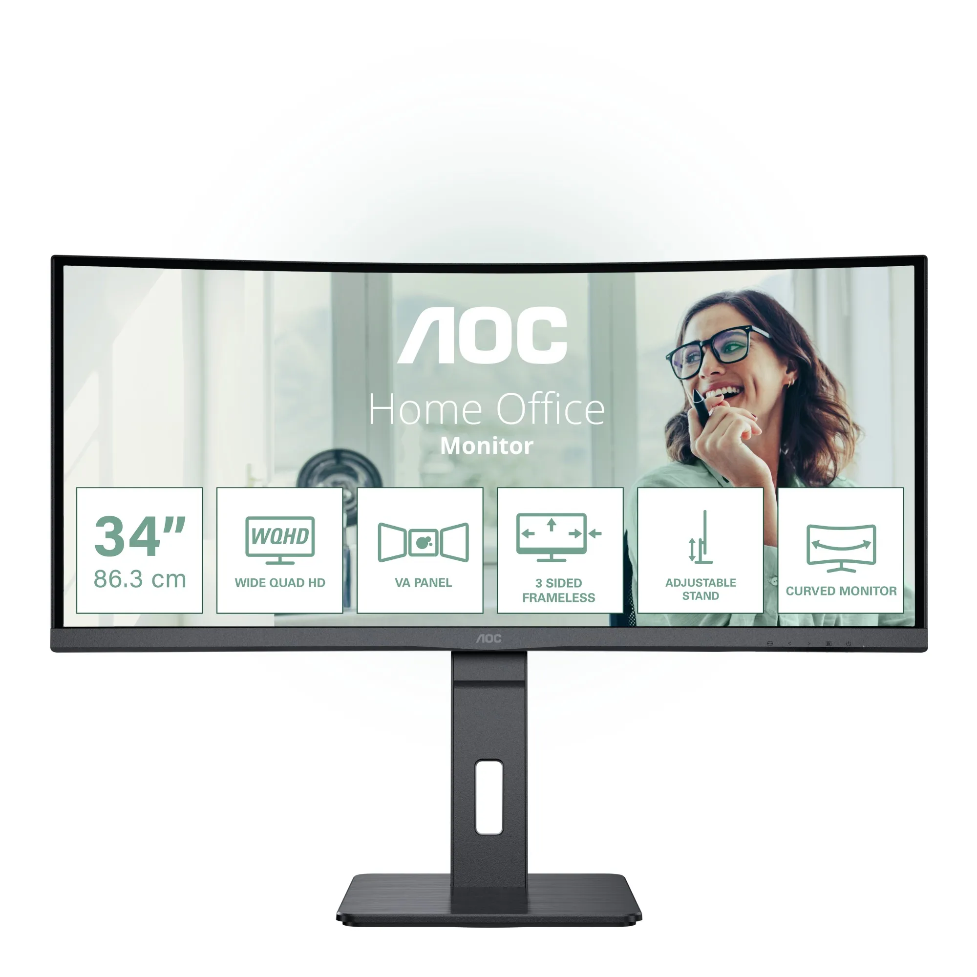 Mon 34 Va 3440X1440 Hdmi Dp Usbc Aoc Cu34P3Cv Reg Altezza 21:9 - immagine 1