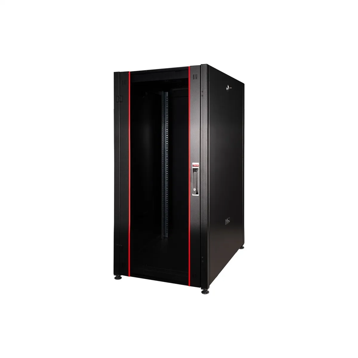 Armadio Rack Per Reti 19 26U (A)1291 (L)600 (P)600 Colore Nero Porta Vetro Serie Eavi - immagine 1