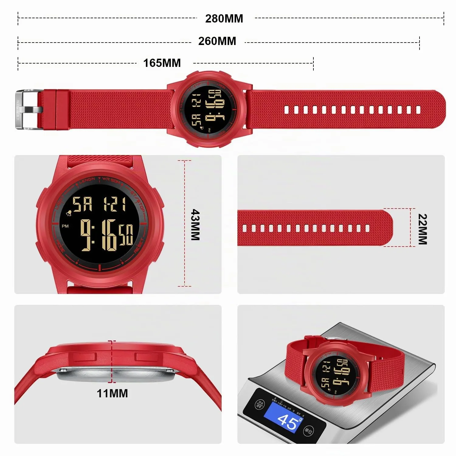 HANPOSH Orologio Digitale Uomo Sottile Impermeabile LED - immagine 7