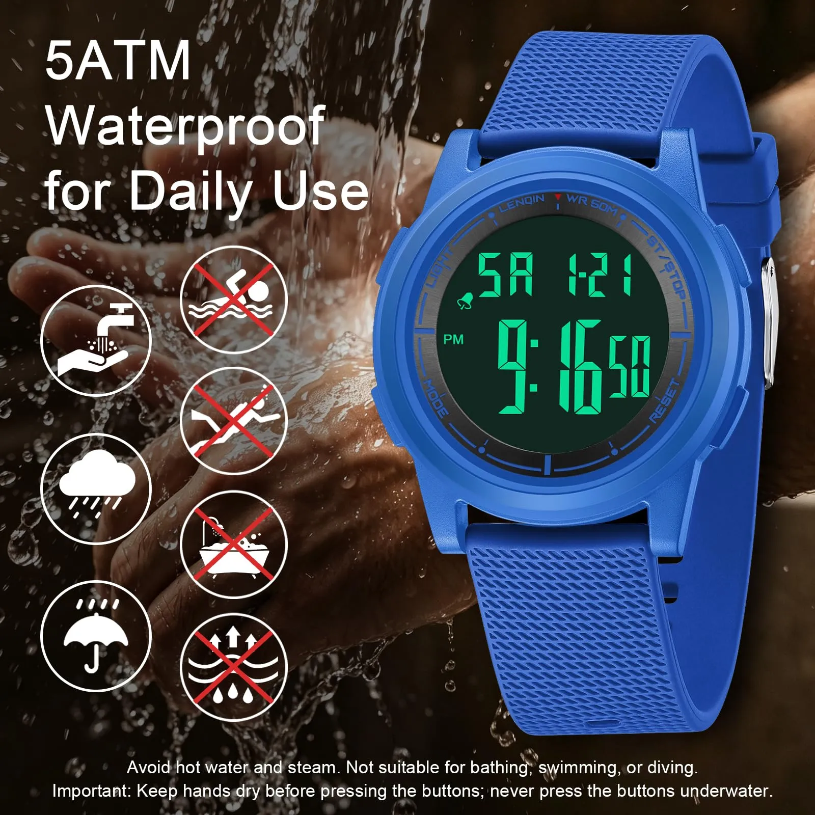 HANPOSH Orologio Digitale Uomo Sottile Impermeabile LED - immagine 3