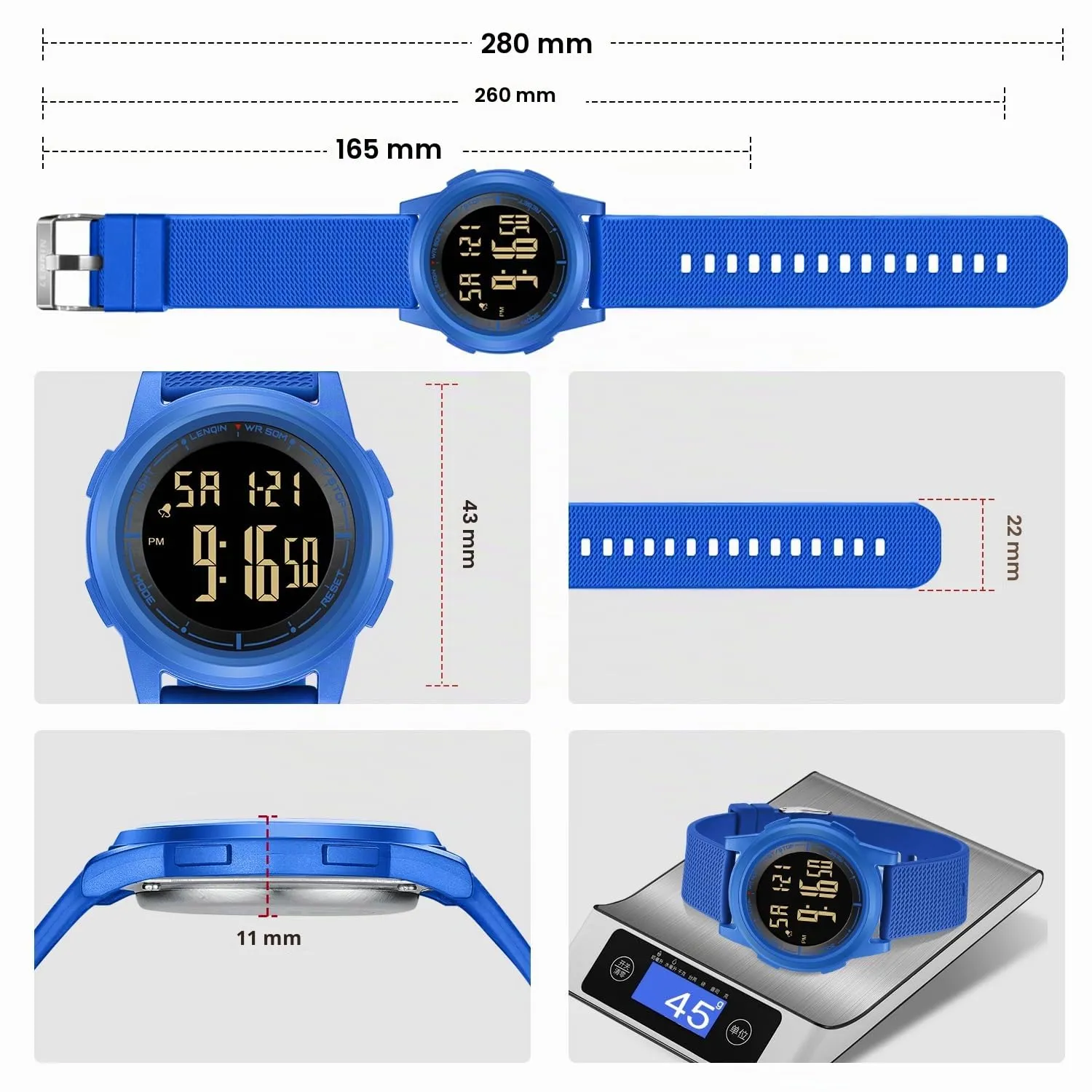 HANPOSH Orologio Digitale Uomo Sottile Impermeabile LED - immagine 7