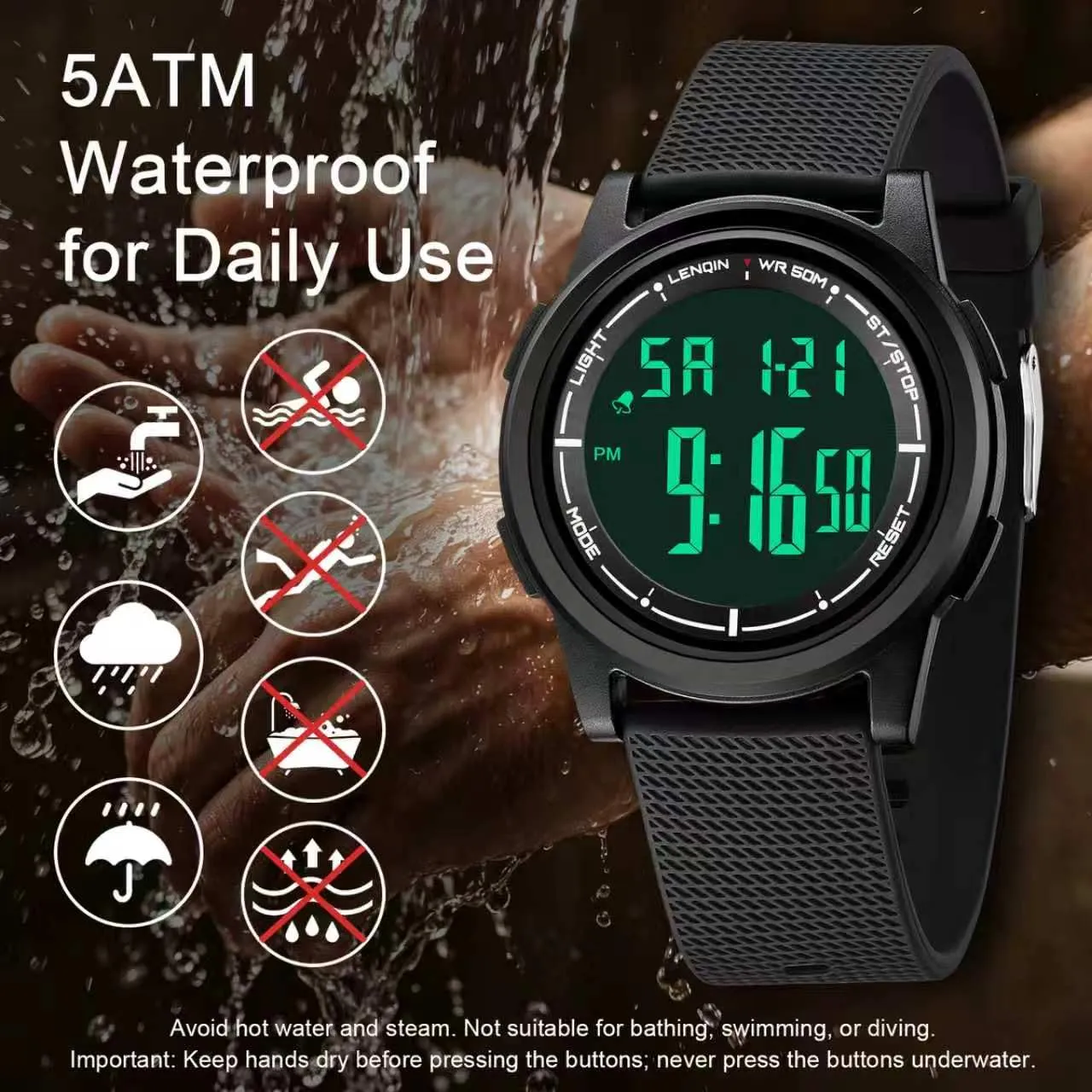 HANPOSH Orologio Digitale Uomo Sottile Impermeabile LED - immagine 3