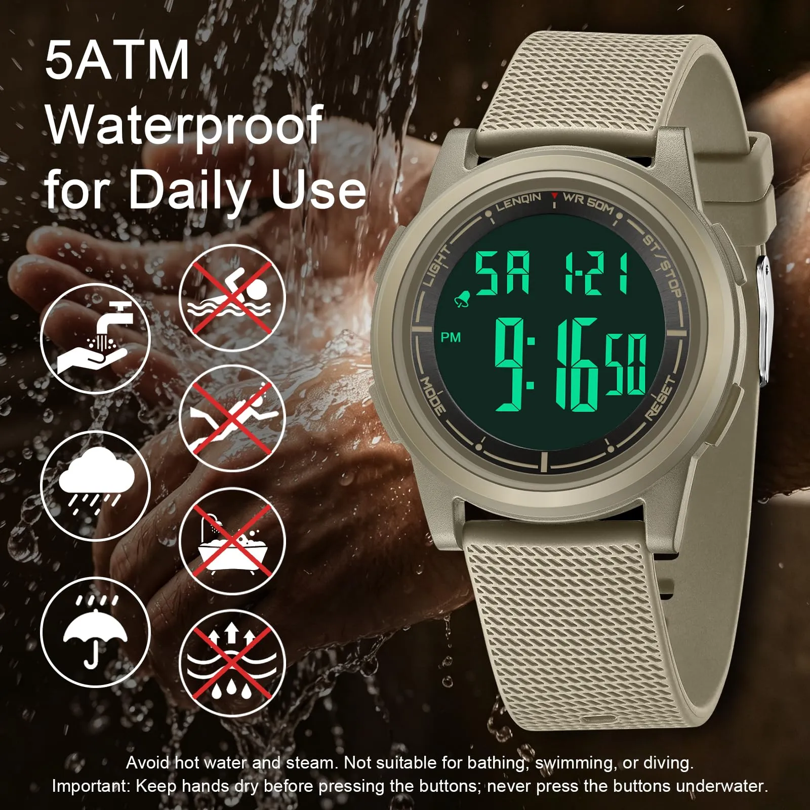 HANPOSH Orologio Digitale Uomo Sottile Impermeabile LED - immagine 3