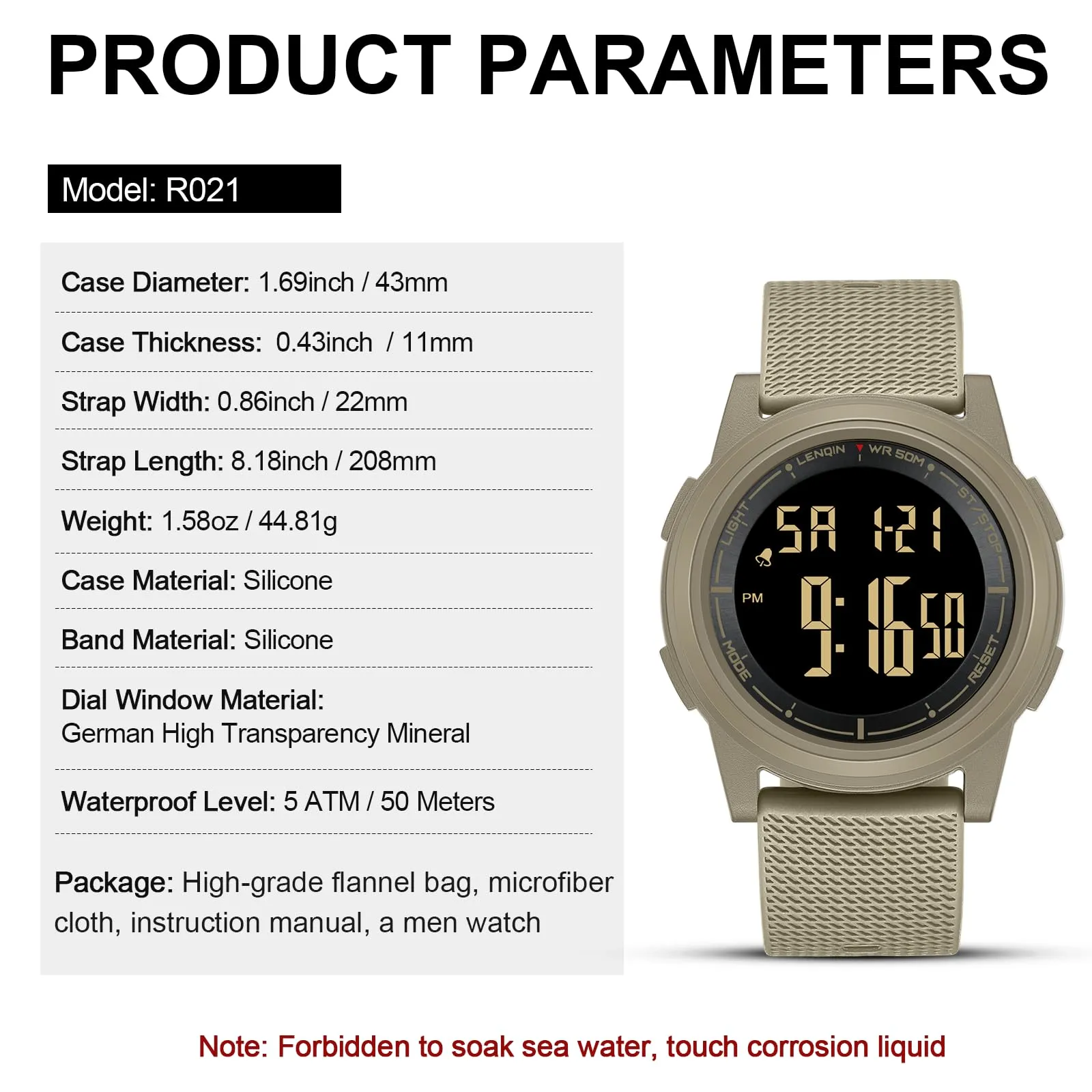 HANPOSH Orologio Digitale Uomo Sottile Impermeabile LED - immagine 6