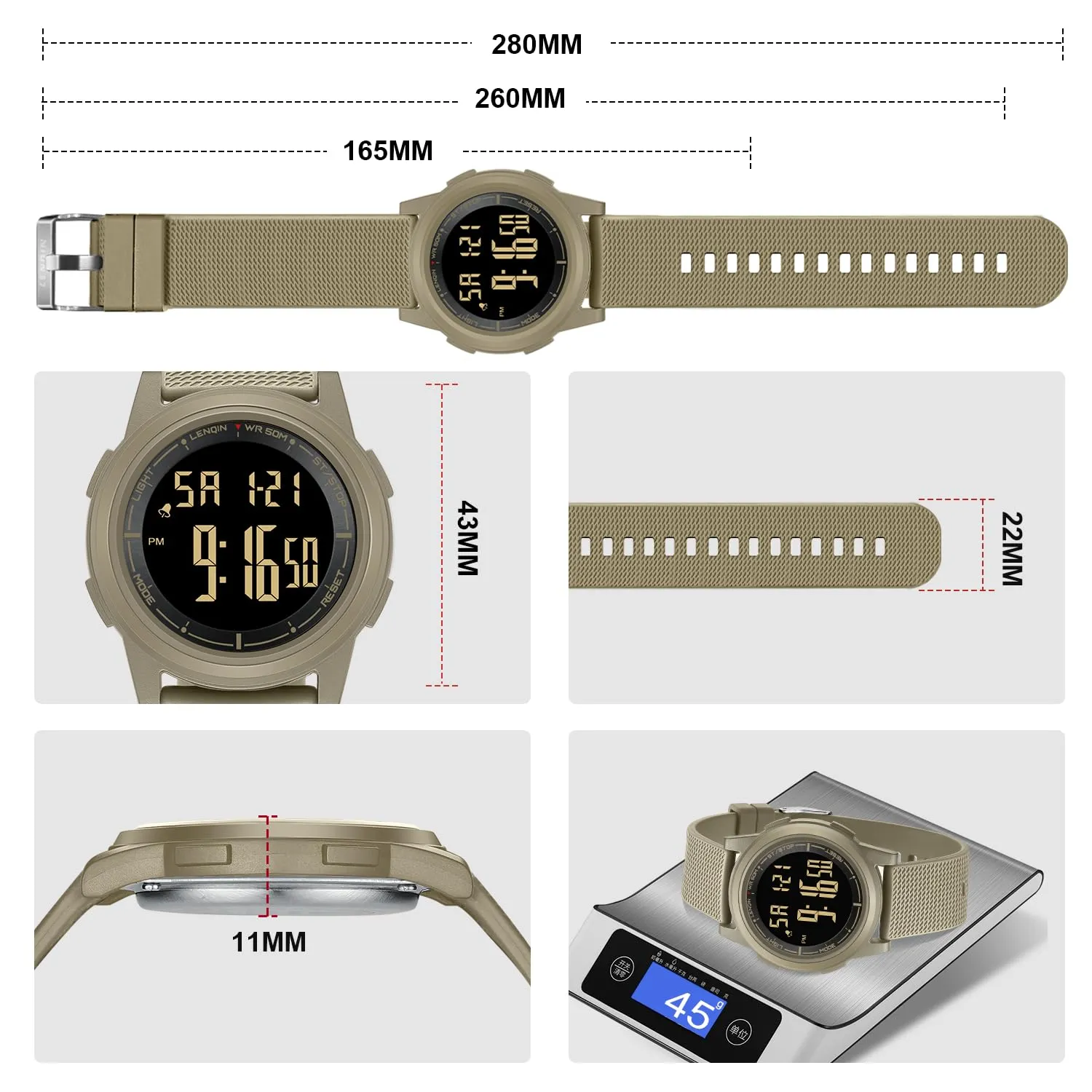 HANPOSH Orologio Digitale Uomo Sottile Impermeabile LED - immagine 7
