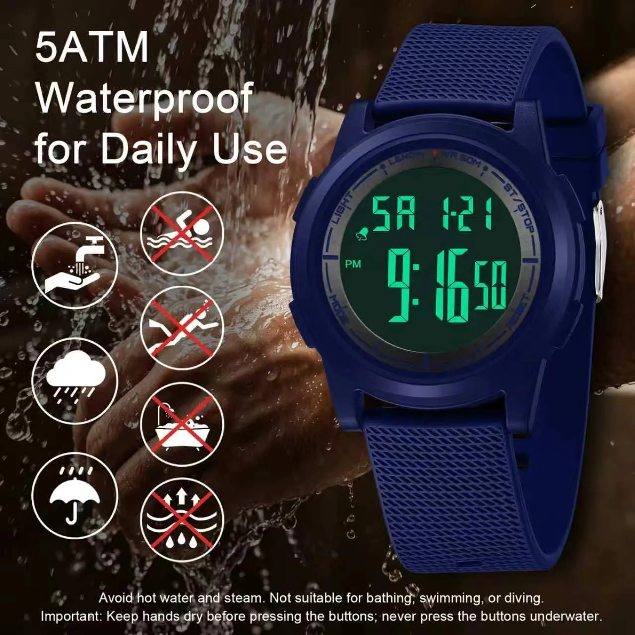 HANPOSH Orologio Digitale Uomo Sottile Impermeabile LED - immagine 3