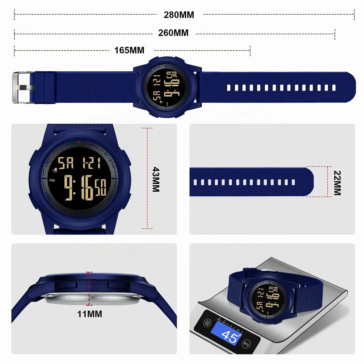 HANPOSH Orologio Digitale Uomo Sottile Impermeabile LED - immagine 7