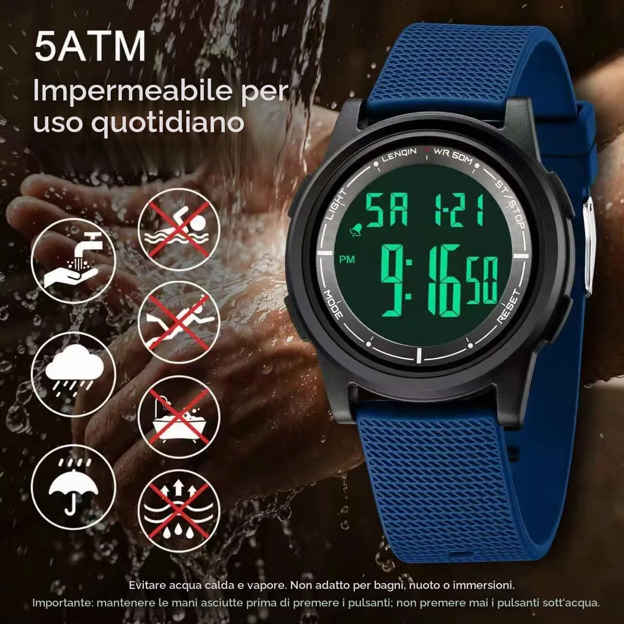 HANPOSH Orologio Digitale Uomo Sottile Impermeabile LED - immagine 3