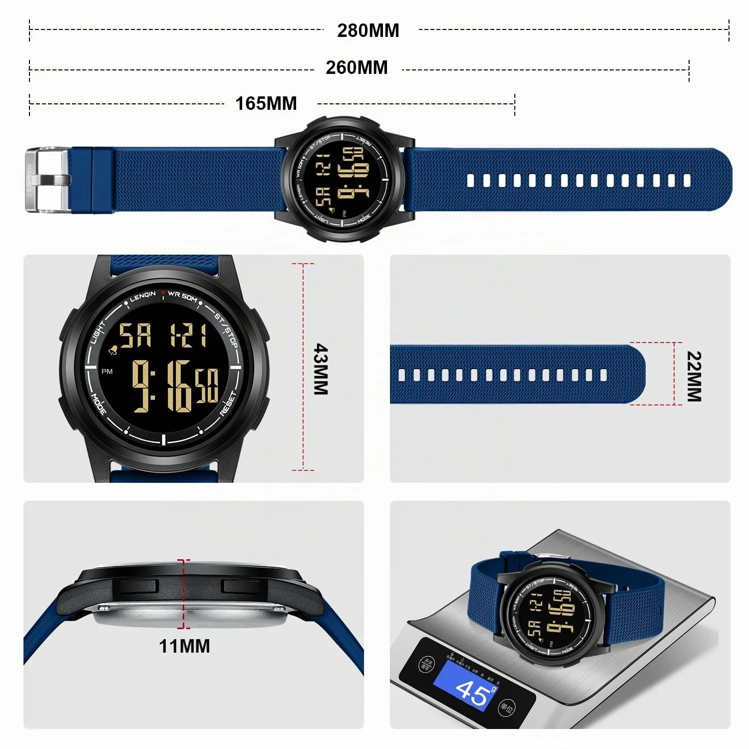HANPOSH Orologio Digitale Uomo Sottile Impermeabile LED - immagine 7