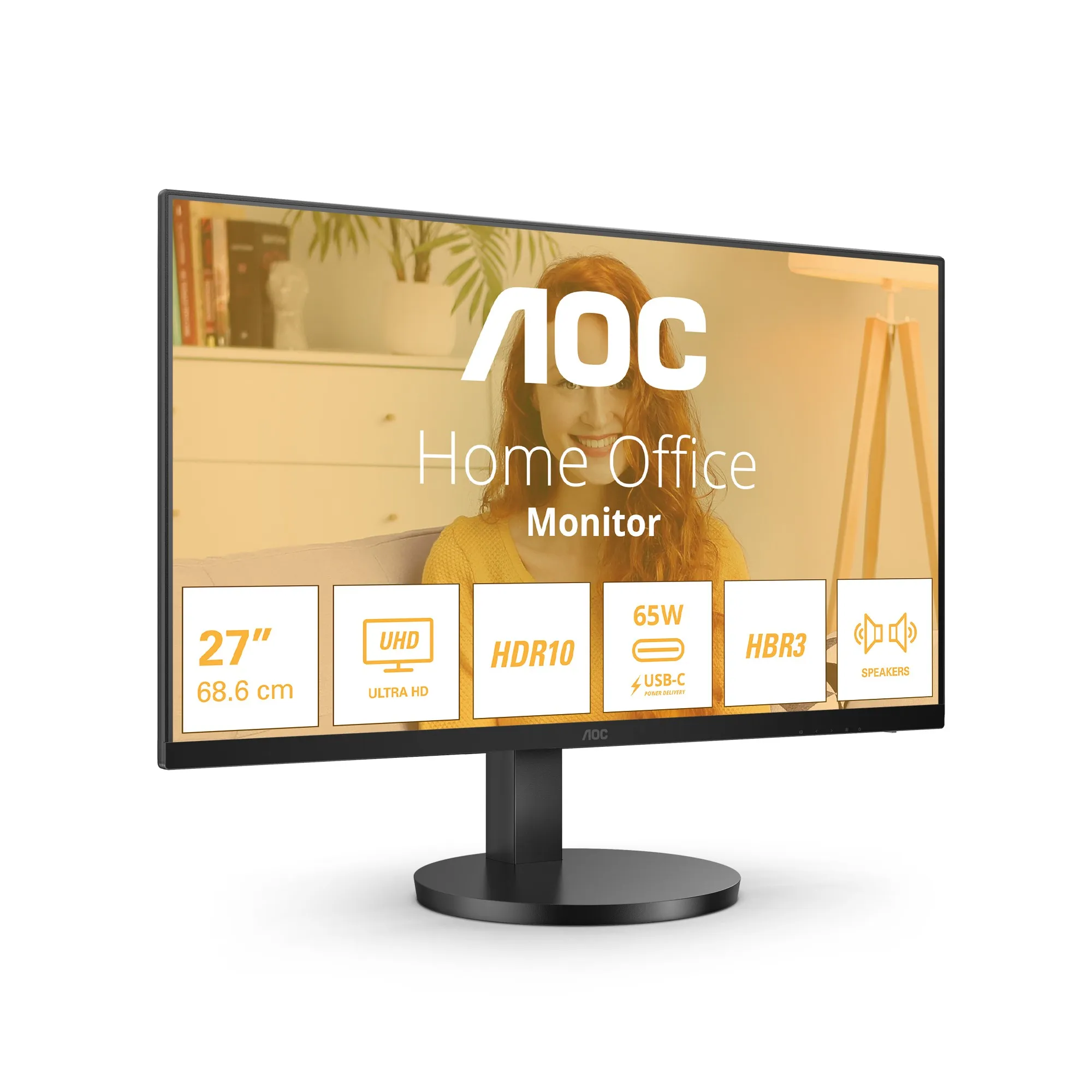 Aoc Monitor 27 Led Ips 4K Uhd 16:9 4Ms 350 Cdm Reg Altezza Usb-C Dock Hdmi Multimediale - immagine 1