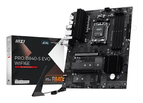 Msi Mb Amd B840, Pro B840-S Evo Wifi6e, AM5,4ddr5,2pci-Ex16,3M.2,4sata3,2usb10g,5usb5g,HD Audio,2.5GB 911-7e93-001 - immagine 1