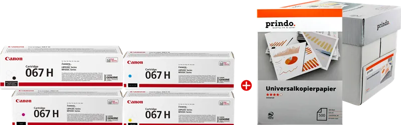 Canon Value Pack nero / ciano / magenta / giallo 067h MCVP + Prindo Universal Papier 2500 fogli - immagine 1