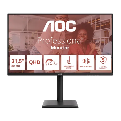Aoc Monitor 31,5 LED Ips QHD 16:9 100hz 4MS 350 Cdm, Pivot, DP/Hdmi, Multimediale Q32e4u - immagine 1