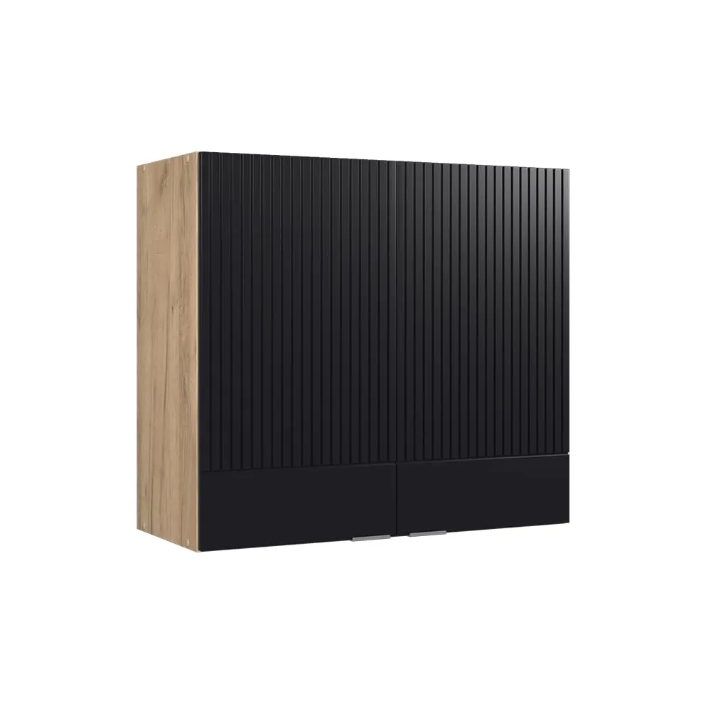 Vicco Pensile da cucina Fame-Line, Nero rigato/Rovere dorato 80 cm - immagine 1