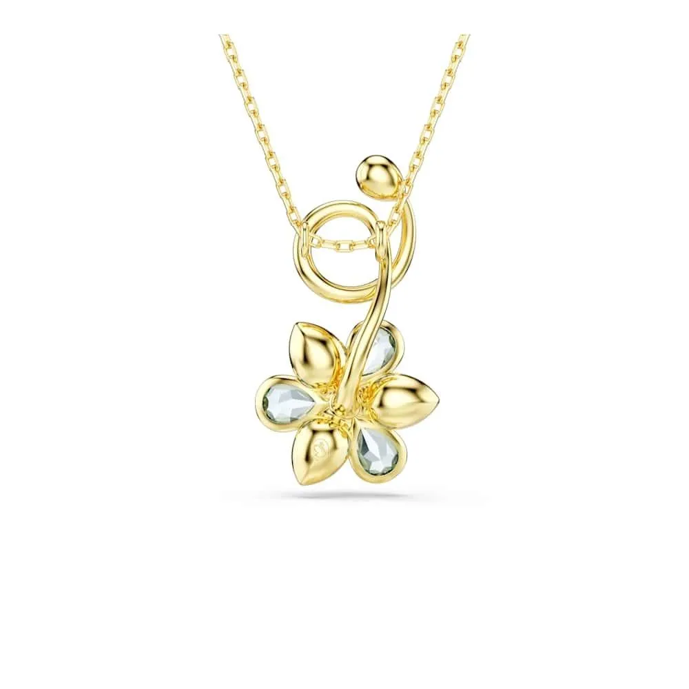 Swarovski Idyllia Collana Pendente, Gioiello Versatile con Cristalli Blu, Motivo a Fiore, Taglio Misto, Chiusura a Moschettone, Placcatura in Tonalità Oro, 42-49 cm, 3,5 x 1,7 cm - immagine 2