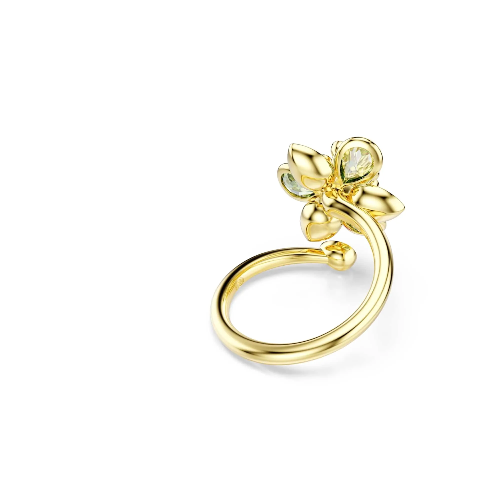 Swarovski Idyllia Anello Aperto, Gioiello Versatile con Cristalli Verdi, Rosa e Gialli, Pietre Preziose a Taglio Misto, Motivo a Fiore, Placcatura in Tonalità Oro, Taglia 58 - immagine 4
