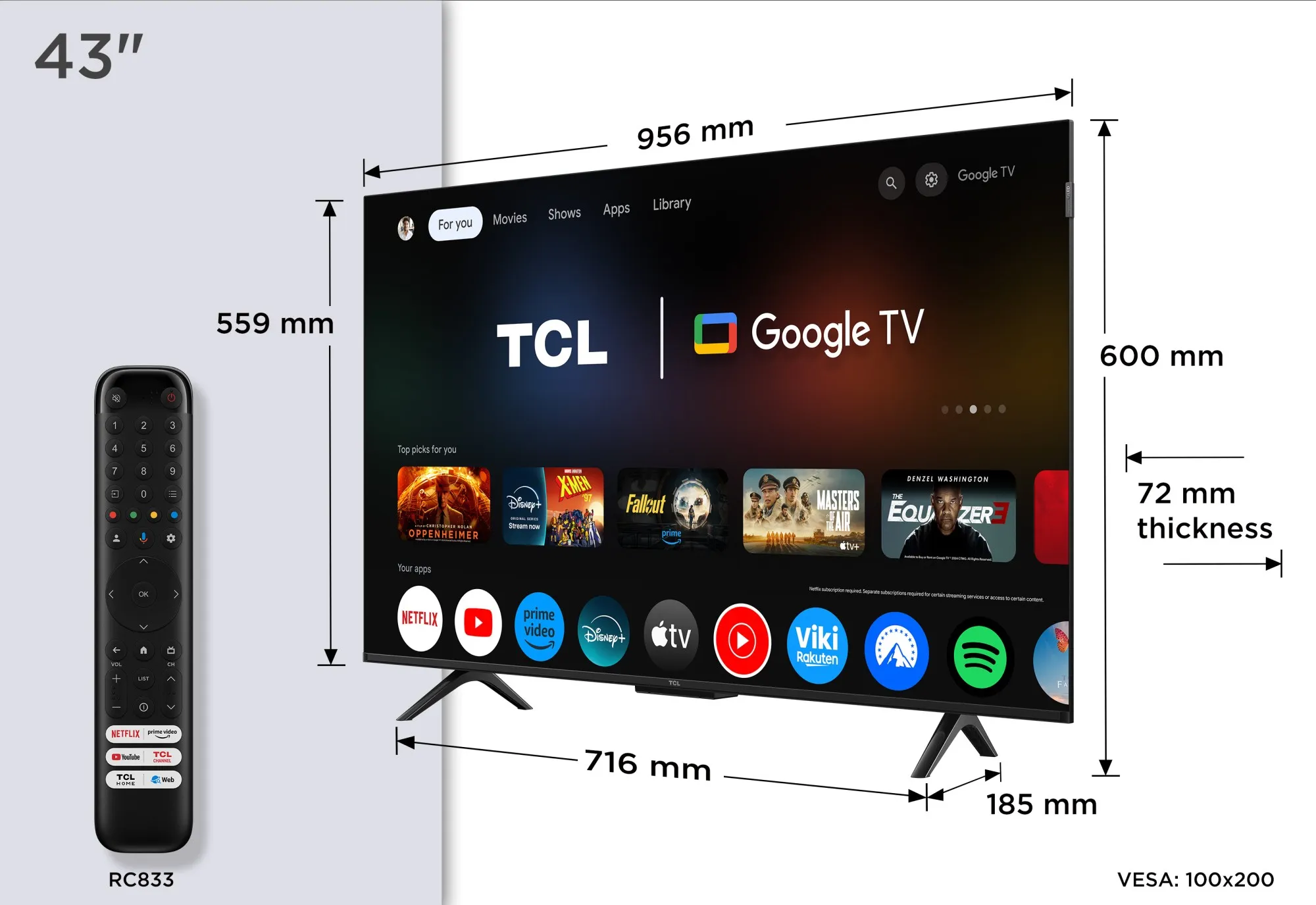 Tcl Smart Tv Qled 43 4K - immagine 1