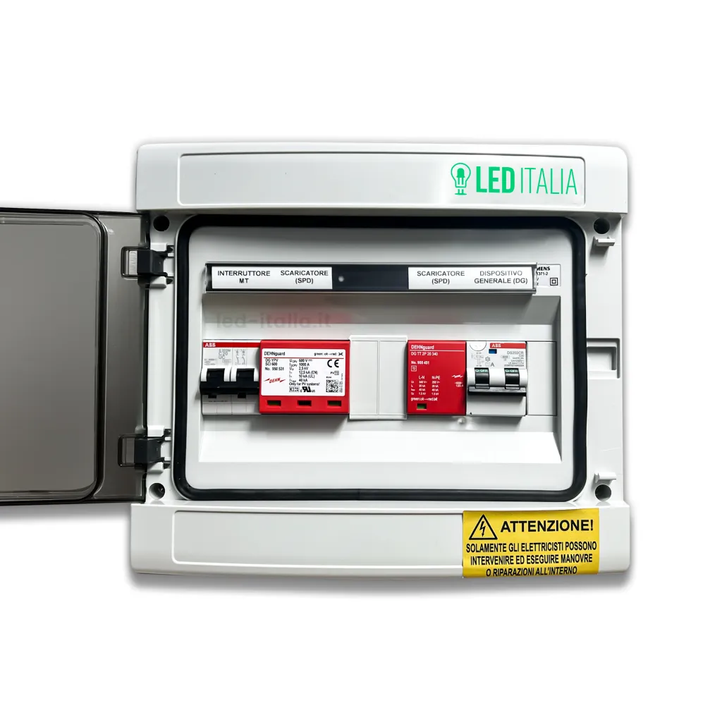Quadro Ac/Dc Monofase 3Kw 1 Stringa 1 Mppt 20A 230V / 20A 600Vdc Centralino Ip65 12 Moduli Versione Con Interruttore Magnetotermico Differenziale + Scaricatore Abb / Dehn - immagine 1