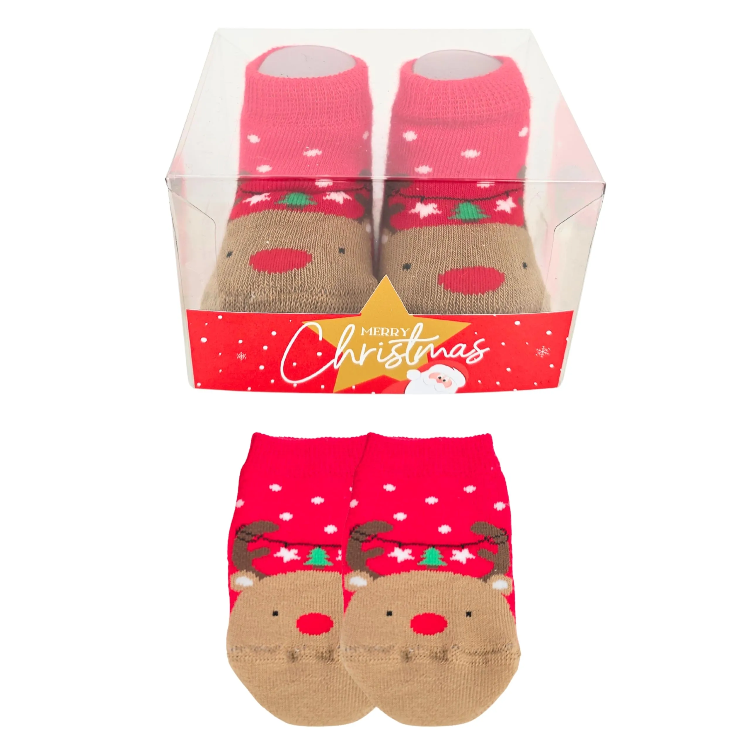 LEON D'ORO Calze Natale Neonato il primo Natale Calzini Regalo Scarpine 0-6 mesi Made in Italy (IT, Età, 0 mesi, 6 mesi, ASS1) - immagine 1
