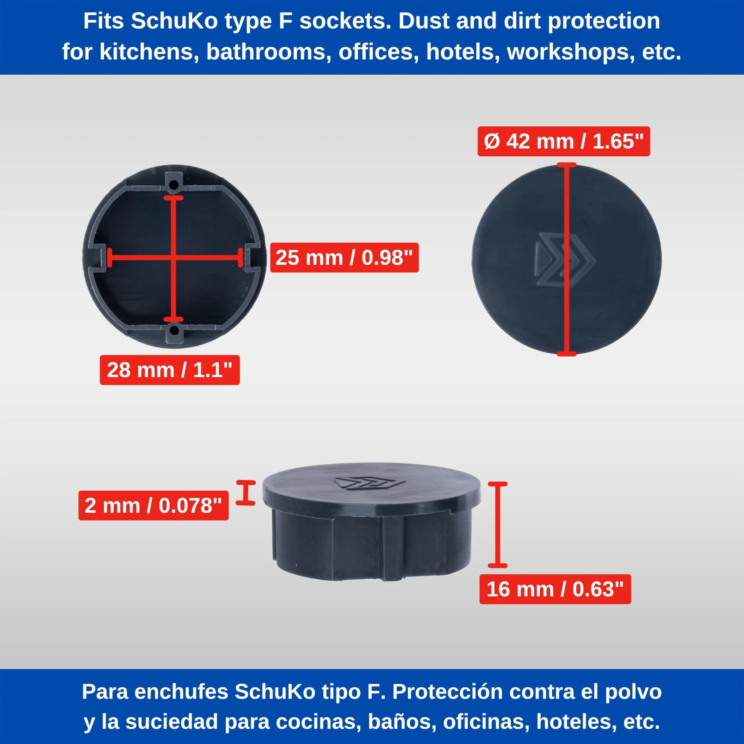 Coperchio per presa di corrente, 16 pezzi, grigio, protezione della presa di corrente contro polvere e spruzzi d'acqua, per presa SchuKo tipo F, cappuccio di copertura per striscia di presa - immagine 4