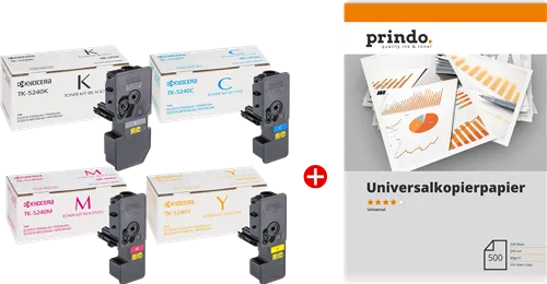 ORIGINALE Kyocera Value Pack nero / ciano / magenta / giallo TK-5240 MCVP 02 + Prindo Universal Papier 500 fogli - immagine 1