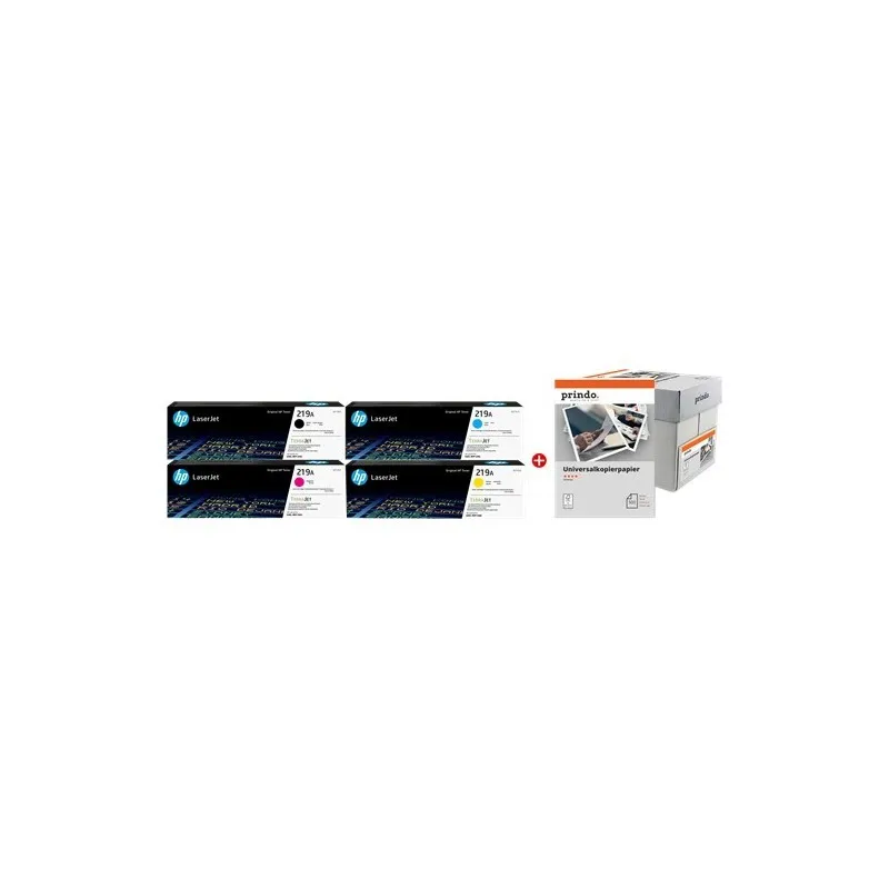 ORIGINALE HP Value Pack nero / ciano / magenta / giallo / Bianco 219A MCVP + Prindo Universal Papier 2500 Blatt 4900 pagine - immagine 1
