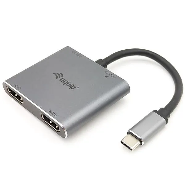 Equip Usb-C 4 In 1 Dual Hdmi Adapter 133484 - immagine 1